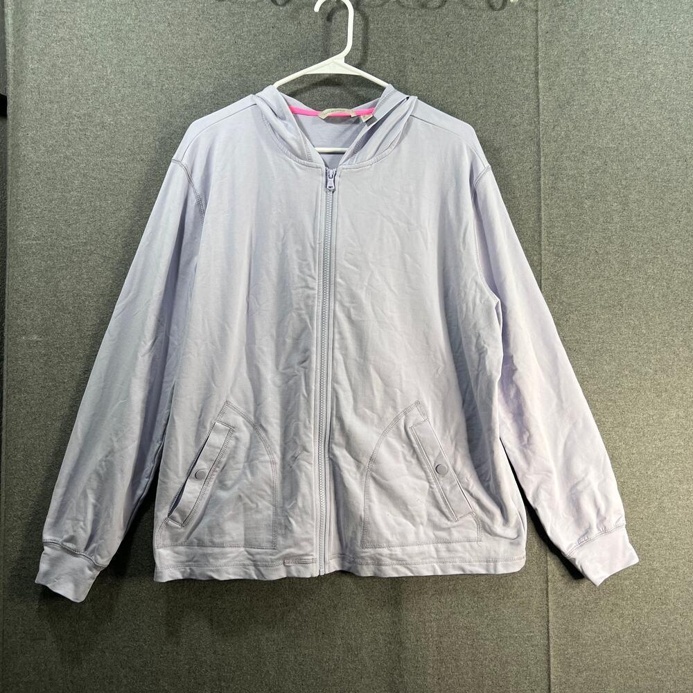 Isaac Mizrahi Live! Soho French Terry Zip Up Hoodie Dusk Lavender, Large